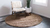 Picture of Unique Loom Solo Solid Shag Collection Modern Plush Sandy Brown Round Rug (6' 0 x 6' 0)