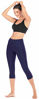 Picture of IUGA High Waist Yoga Pants with Pockets, Tummy Control Yoga Capris for Women, 4 Way Stretch Capri Leggings with Pockets(Navy Blue, L)