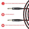 Picture of KLIQ Guitar Instrument Cable, 20 Ft - Custom Series with Premium Rean-Neutrik 1/4" Straight Gold Plugs, Black/Red Tweed