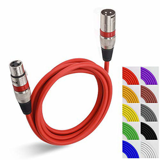 Picture of EBXYA XLR Cable 6 Ft Short 10 Color Packs - Mic Cable with XLR Male to Female (xlr3m to xlr3f) Patch Cable,