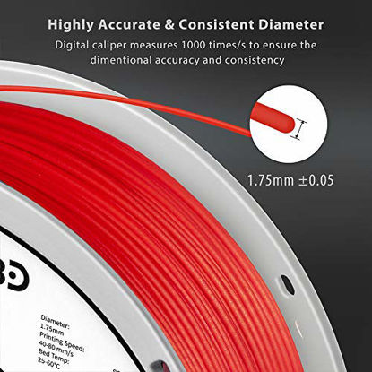 Picture of DURAMIC 3D Premium PLA Plus Printer Filament 1.75mm, 3D Printing Filament 1kg Spool(2.2lbs), No-tangling No-Clogging Dimensional Accuracy +/- 0.05 mm (Red, 1 Pack)