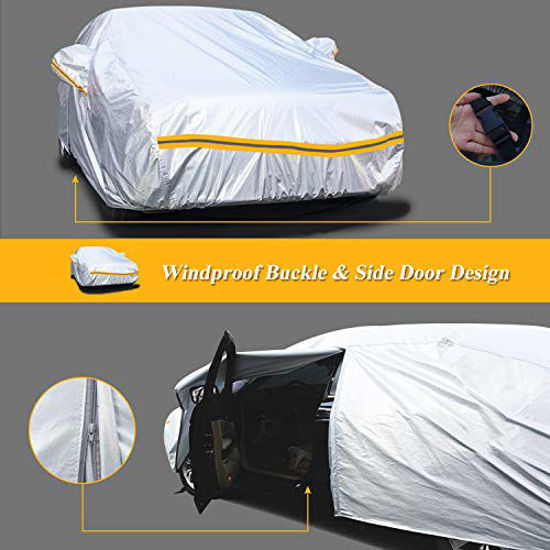 SEAZEN Car Cover with Zipper,2 Layer Full Car Covers Waterproof All  Weather,UV Protection Snowproof Dustproof,Universal Car Cover (Fit  Sedan-Length Up to 200”) : : Car & Motorbike