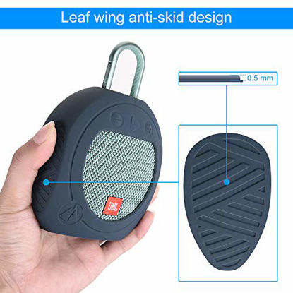 Picture of TXEsign Protective Silicone Stand Up Carrying Case for JBL Clip 3 Waterproof Portable Bluetooth Speaker(Blue)