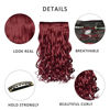 Picture of REECHO 20" 1-Pack 3/4 Full Head Curly Wave Clips in on Synthetic Hair Extensions Hairpieces for Women 5 Clips 4.6 Oz per Piece - Wine red