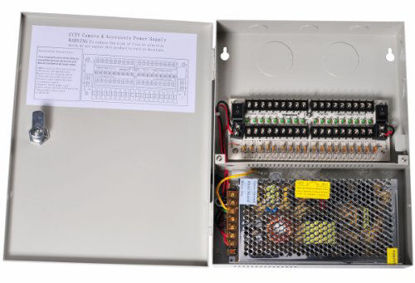 Picture of VideoSecu 18 Channel Port Output 12V DC Auto Reset CCTV PTC Fuse Distributed Power Supply Box for Security Cameras WK3