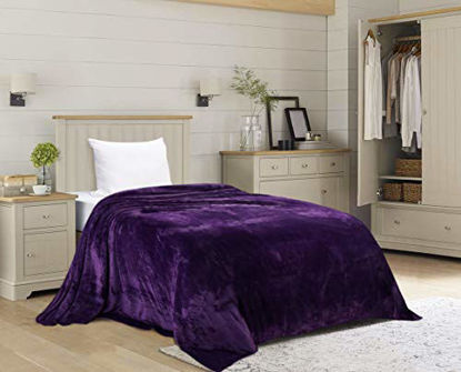 Picture of Utopia Bedding Fleece Blanket Twin Size Purple 300GSM Luxury Bed Blanket Fuzzy Soft Blanket Microfiber
