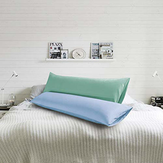 Picture of FLXXIE 1 Pack Microfiber Pillowcase, Envelope Closure, Ultra Soft and Premium Quality, 20" x 54" (Sky Blue, Body)