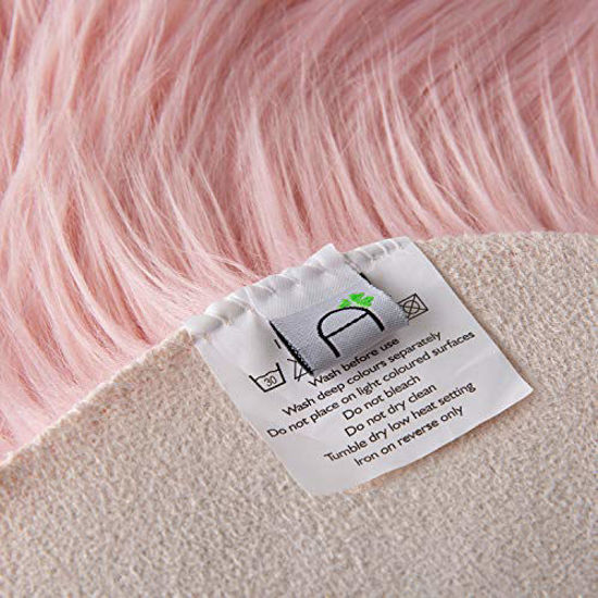Picture of Ashler Soft Faux Sheepskin Fur Chair Couch Cover Area Rug for Bedroom Floor Sofa Living Room Pink Rectangle 2.2 x 6 Feet