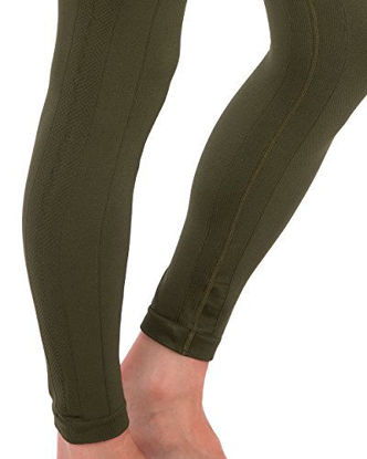 Picture of Homma Activewear Thick High Waist Tummy Compression Slimming Body Leggings Pant (Small, Olive)