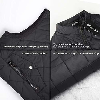 Picture of fuinloth Women's Padded Vest, Stand Collar Lightweight Zip Quilted Gilet Black M