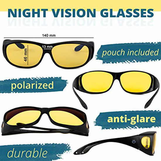Anti Glare Night Driving Glasses HD Vision Polarized Tinted Unisex Yellow  Lens