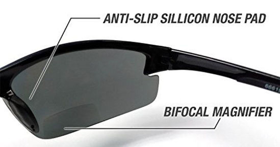 Renegade Patented Bifocal Polarized Reader Half Rim Men's Fishing  Sunglasses 100% UV Protection with Microfiber Bag (Black Frame, Grey Lens -  613649