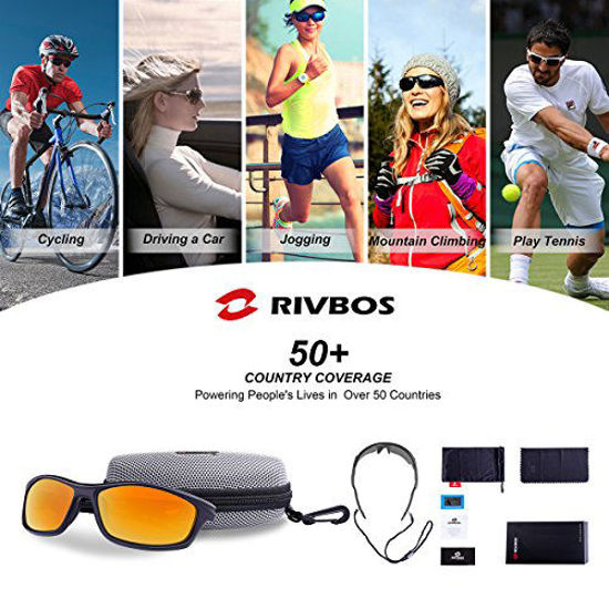 RIVBOS Mens Sunglasses Polarized UV Protection TR90 Unbreakable Frame  Sports