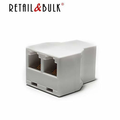 Picture of RJ11 Duplex Telephone Adapter 2-Way 6P4C Splitter + Cable (Single White)