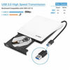 Picture of External CD DVD Drive, USB 3.0 Portable CD DVD +/-RW Drive Slim CD DVD ROM Rewriter Burner CD DVD Player for Laptop Desktop MacBook PC Windows Linux Mac Os (White)