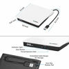 Picture of External CD DVD Drive, USB 3.0 Portable CD DVD +/-RW Drive Slim CD DVD ROM Rewriter Burner CD DVD Player for Laptop Desktop MacBook PC Windows Linux Mac Os (White)