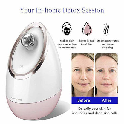 Picture of Vanity Planet Aira Ionic Facial Steamer (Rose Gold) - Pore Cleaner that Detoxifies, Cleanses and Moisturizes Skin, Adjustable Nozzle, Inbuilt Water Tank with 3 Essential oil Baskets