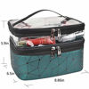 Picture of MKPCW Makeup Bags Double layer Travel Cosmetic Cases Make up Organizer Toiletry Bags (Dark green)