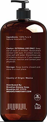 Picture of Brooklyn Botany Avocado Oil for Skin and Hair - 100% Pure and Cold Pressed - Carrier Oil for Essential Oils, Aromatherapy and Massage - Moisturizing Skin, Hair and Face - Therapeutic Grade - 16 fl Oz