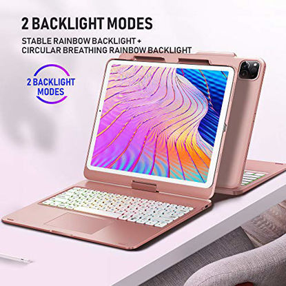 Picture of Keyboard Case for iPad Pro 12.9 inch 2018-3rd Gen / 2020-4th Gen - Touchpad Keyboard Compatible with iPad Pro 12.9 - 360°Rotating Back Cover with Backlight Wireless Keyboard - Pencil Holder Included