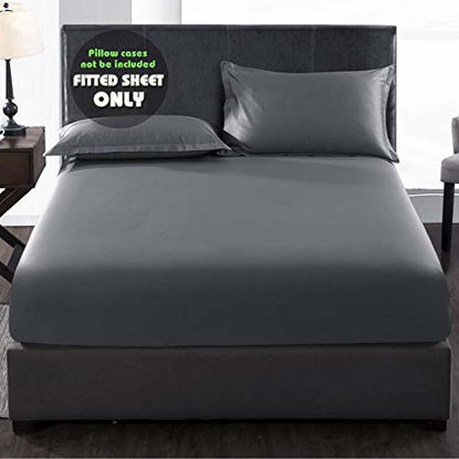 Picture of Fitted Sheet- COSMOPLUS Full Fitted Sheet OnlyNo Flat Sheet or Pillow Shams,4 Way Stretch Micro-Knit,Snug Fit,Wrinkle Free,for Standard Mattress and Air Bed Mattress from 8 Up to 14,Gray