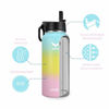 Picture of Vmini Water Bottle with New Wide Handle Straw Lid, Wide Mouth Vacuum Insulated 18/8 Stainless Steel, 32 oz, Gradient Blue + Yellow + Pink