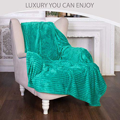 Picture of GREEN ORANGE Fleece Blanket King Size - 108x90, Lightweight, Emerald Green - Soft, Plush, Fluffy, Warm, Cozy - Perfect Throw for Couch, Bed, Sofa