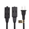 Picture of Cable Matters 2-Pack 16 AWG 2 Prong Extension Cord (3 Outlet Extension Cord) with Tamper Guard Black in 10 Feet