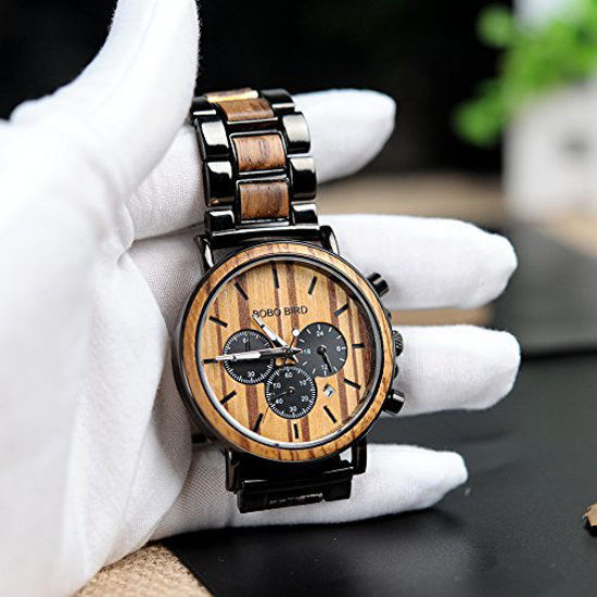 BOBO BIRD Gift Watches Handmade Natural Ebony men Engraved Wooden Watches  T16 - Axton.In