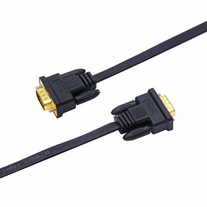 Picture of DTECH 5M Ultra Thin Flat Type Computer Monitor VGA Cable Standard 15 Pin Male to Male Connector SVGA Wire 16 Feet - Black