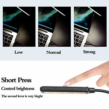 Picture of USB Reading Light, Laptop Light,Keyboard Light for Computer Adjustable Gooseneck, 3 Color x 3 Brightness USB Lamp/1pc + 3pcs Mini LED Lights (1 + 3)