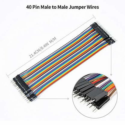 Picture of REXQualis 120pcs Breadboard Jumper Wires 20cm Length Dupont Wire Kit 40pin Male to Female, 40pin Male to Male, 40pin Female to Female for Arduino/DIY/Raspberry Pi 2 3