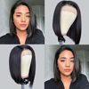 Picture of 12 Inch Short Bob Wigs Human Hair Lace Closure Wigs Brazilian Virgin Human Hair Straight Bob lace Front Wigs For Black Women Pre Plucked with Baby Hair Natural Black