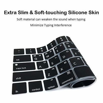 Picture of ProElife Korean Ultra Thin Silicone Keyboard Protector Cover Skin for Apple MacBook Pro Touch Bar Retina 13-Inch 15-Inch (Model A1706, A1707, A1989, A1990, A2159) (2016 2017 2018 2019 Release) (Black)