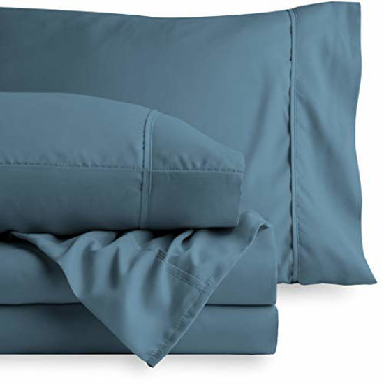 Picture of Bare Home Twin XL Sheet Set - College Dorm Size - Premium 1800 Ultra-Soft Microfiber Sheets Twin Extra Long - Double Brushed - Hypoallergenic - Wrinkle Resistant (Twin XL, Coronet Blue)