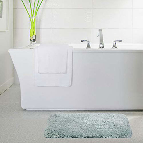 Picture of Walensee Bath Rug for Bathroom Non Slip Bathroom Mat (20 x 32, Hunter Green) Water Absorbent Soft Microfiber Shaggy Bathroom Rug Machine Washable Bath Mat for Bathroom Thick Plush Shower Mat