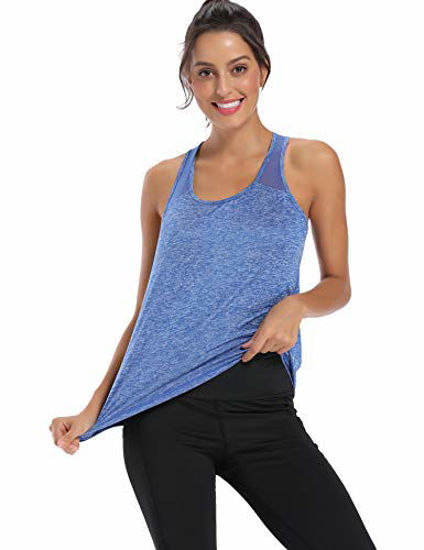 Aeuui Workout Tops for Women Mesh Racerback Tank Yoga Shirts Gym Clothes