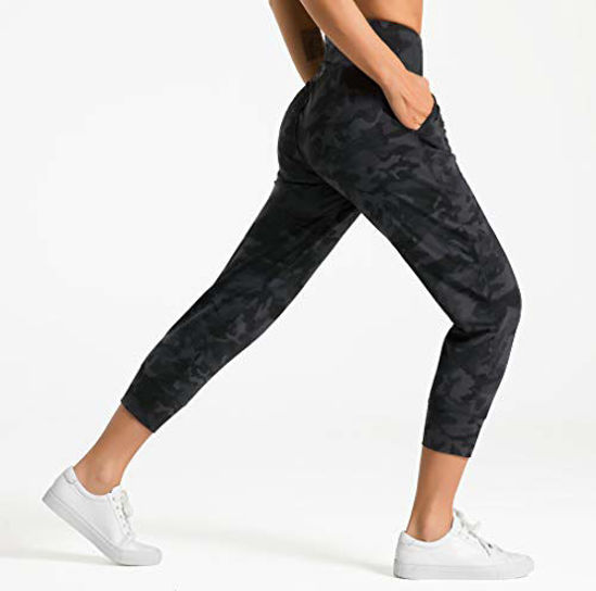 Picture of Dragon Fit Joggers for Women with Pockets,High Waist Workout Yoga Tapered Sweatpants Women's Lounge Pants (Joggers79-Black&Grey Camo, Small)