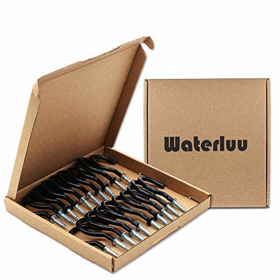 Picture of WaterLuu 20 Pack 2.9 Inches Ceiling Hooks,Vinyl Coated Screw-in Wall Hooks, Plant Hooks, Kitchen Hooks, Cup Hooks Great for Indoor & Outdoor Use -(20 Black)