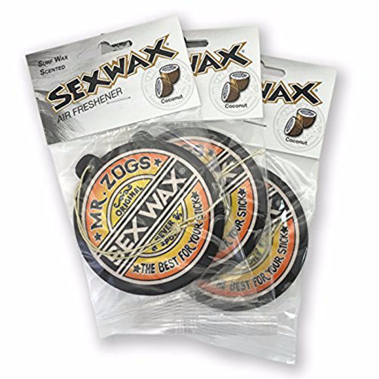Sex Wax Surfboard Wax & Go Surf Sticker 3 Pack, Coconut Scent Tropical
