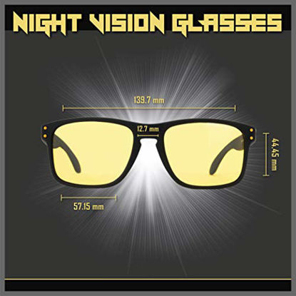 Picture of Night Vision Glasses for Driving, Anti-Glare Polarized, Night Driving Glasses for Men & Women, Yellow-Tinted with Hard Case (Night Vision/Black)