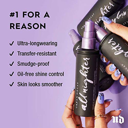 Picture of Urban Decay All Nighter Long-Lasting Makeup Setting Spray - Award-Winning Makeup Finishing Spray - Lasts Up To 16 Hours - Oil-Free, Microfine Mist - Non-Drying Formula for All Skin Types - 4.0 fl oz