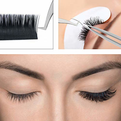 Picture of Eyelash Extensions 0.15mm C Curl Mix 8-15mm Supplies Matte Black Individual Eyelashes Salon Use|0.03/0.05/0.07/0.10/0.15/0.20mm C/D Single 8-18mm Mix 8-15mm|0.15 C Mix8-15mm