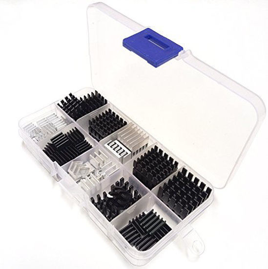 Picture of Easycargo 100pcs Heatsink Assortment Kit Small Cooler Aluminum Heat Sink Set for Cooling Laptop CPU GPU VGA RAM VRAM VRM IC LED MOSFET Transistor SCR Voltage Regulator (Without Thermal Tape)