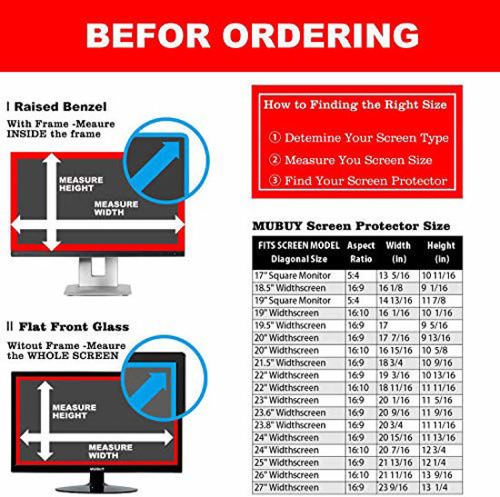 Picture of 27" Anti Blue Light Anti Glare Monitor Screen Protector Design for Diagonal 27 Inch 16:9 Aspect Ratio Monitor Screen, Anti Fingerprint Reduces Digital Eye Strain Help You Sleep Better (597mm x 336mm)