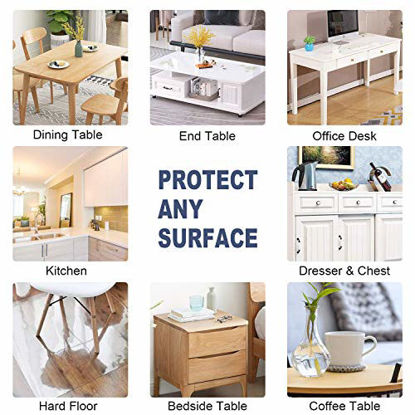 Picture of OstepDecor Custom 90 x 48 Inch Clear Table Cover Protector, 1.5mm Thick Table Protector for Dining Room Table, Clear Plastic Tablecloth Protector, Clear Table Cloth Pad for Kitchen Wood Grain 8ft