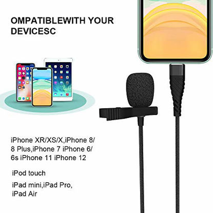 Picture of Mini Professional Lavalier Lapel Microphone Directivity Condenser Mic for 8/8 Plus 11/11 Pro 12/12 Pro, iPhone X/XS/XR, YouTube Vlogging Facebook Interview Livestream Video Recording (9.8ft)