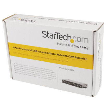 Picture of StarTech.com USB to Serial Adapter Hub - 4 Port - Wall Mount - COM Port Retention - Texas Instruments - USB to RS232 Adapter (ICUSB2324X), Black