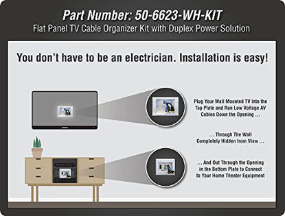 Picture of DataComm Electronics 50-6623-WH-KIT Flat Panel TV Cable Organizer Kit with Power Solution