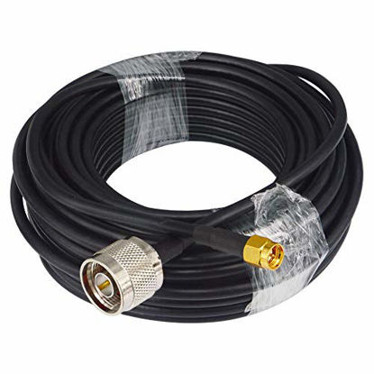 Picture of YOTENKO Low Loss RG58 WiFi Cable N Male to SMA Male Connector Hole in Center Pigtail SMA Cable 15M for 3G/4G/LTE/Ham/GPS/RF Radio to Antenna or Surge Arrester Use